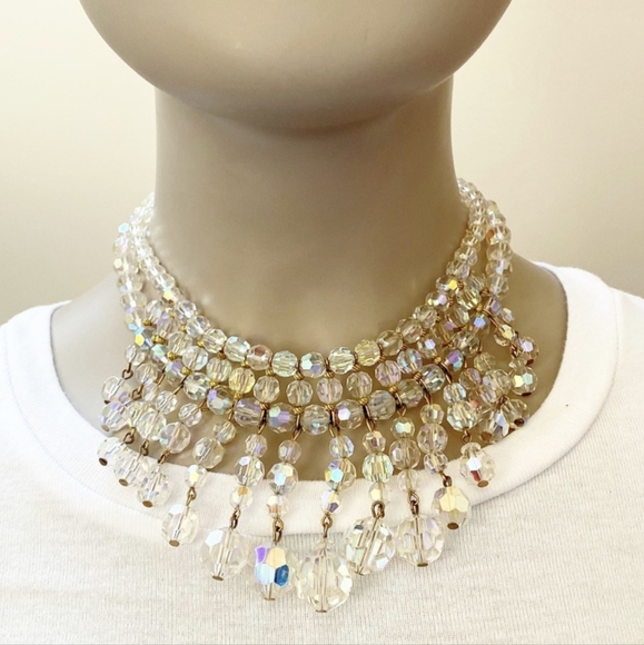 VTG HIGH QUALITY AB GLASS CRYSTAL CHOKER NECKLACE - Picture 5 of 6